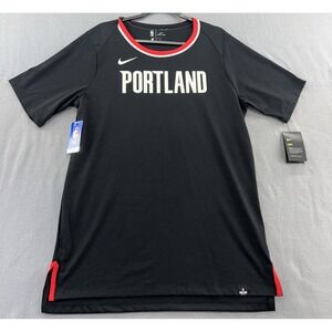 Nike Shirt Mens Large Black Basketball Portland Trail Blazers Dri-Fit Short Slv